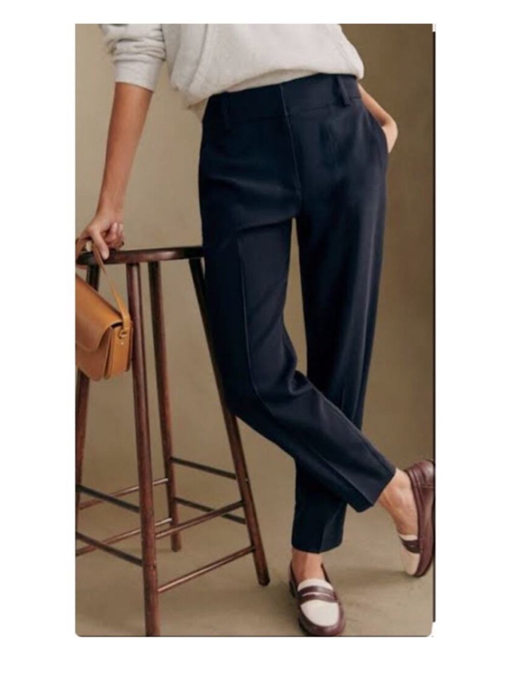 Sezane Gustavo Classic Black Tapered Trouser Pants 34